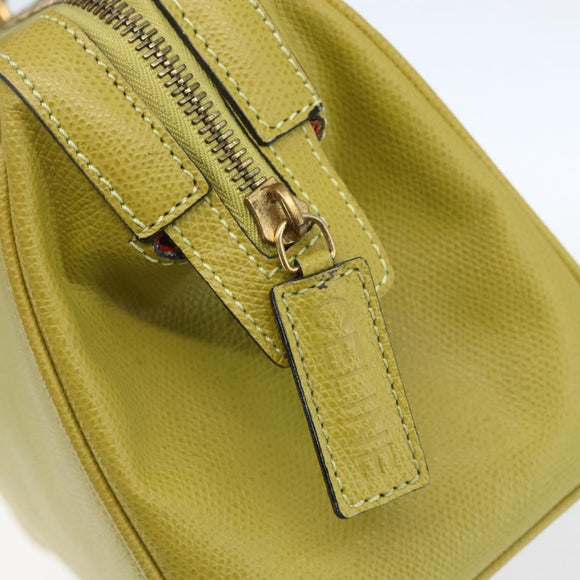 CELINE Hand Bag Leather Yellow Gold Auth 158409
