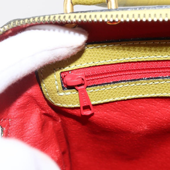 CELINE Hand Bag Leather Yellow Gold Auth 158409