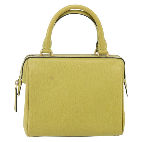 CELINE Hand Bag Leather Yellow Gold Auth 158409