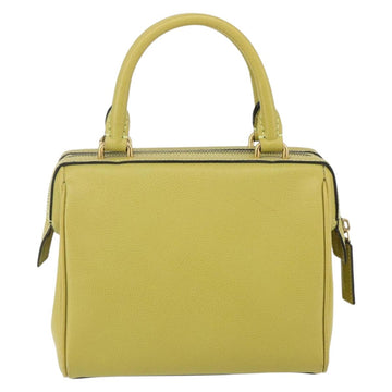 CELINE Hand Bag Leather Yellow Gold Auth 158409 - 0