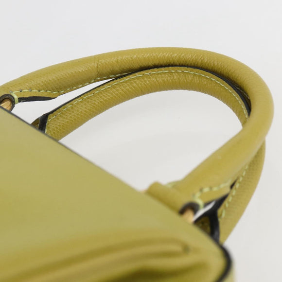 CELINE Hand Bag Leather Yellow Gold Auth 158409