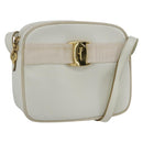 Salvatore Ferragamo Shoulder Bag Leather White Gold Auth 158412-1