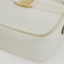 Salvatore Ferragamo Shoulder Bag Leather White Gold Auth 158412-10