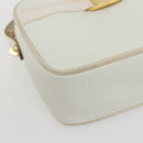 Salvatore Ferragamo Shoulder Bag Leather White Gold Auth 158412-11