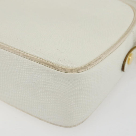 Salvatore Ferragamo Shoulder Bag Leather White Gold Auth 158412