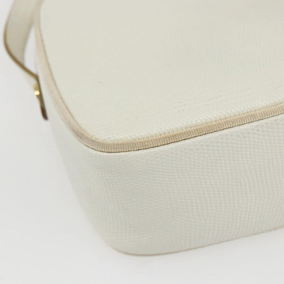 Salvatore Ferragamo Shoulder Bag Leather White Gold Auth 158412
