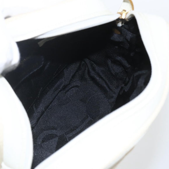 Salvatore Ferragamo Shoulder Bag Leather White Gold Auth 158412