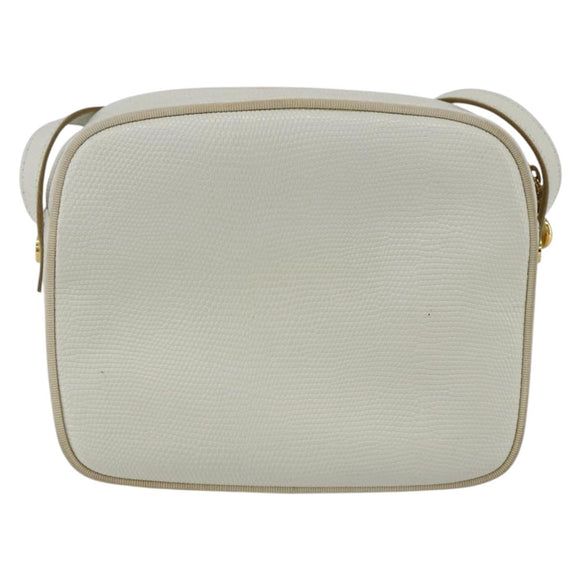 Salvatore Ferragamo Shoulder Bag Leather White Gold Auth 158412