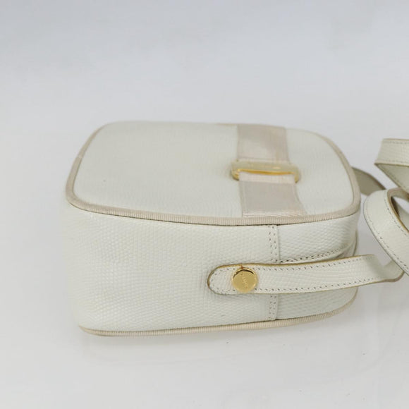Salvatore Ferragamo Shoulder Bag Leather White Gold Auth 158412