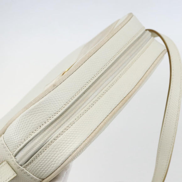 Salvatore Ferragamo Shoulder Bag Leather White Gold Auth 158412