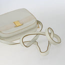 Salvatore Ferragamo Shoulder Bag Leather White Gold Auth 158412-7
