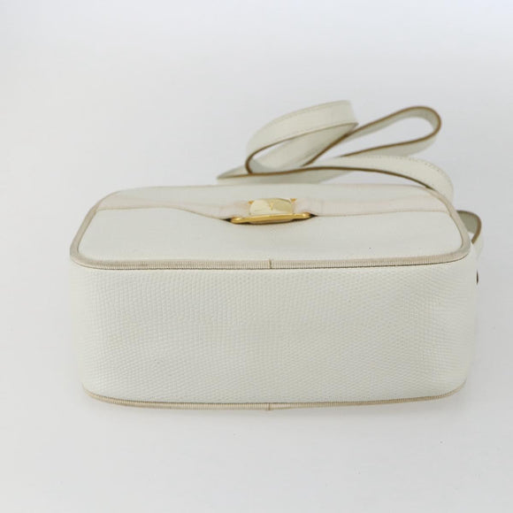Salvatore Ferragamo Shoulder Bag Leather White Gold Auth 158412