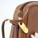 GUCCI Shoulder Bag Leather Brown Gold Auth 158413-14