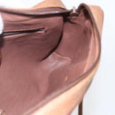 GUCCI Shoulder Bag Leather Brown Gold Auth 158413-18