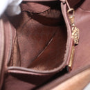 GUCCI Shoulder Bag Leather Brown Gold Auth 158413-20