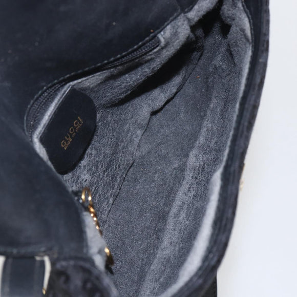 GUCCI Shoulder Bag Old Gucci Black Gold Auth 158414