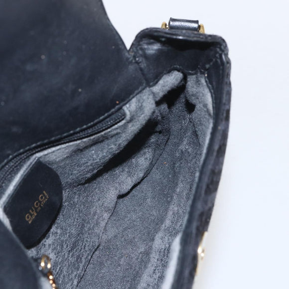 GUCCI Shoulder Bag Old Gucci Black Gold Auth 158414