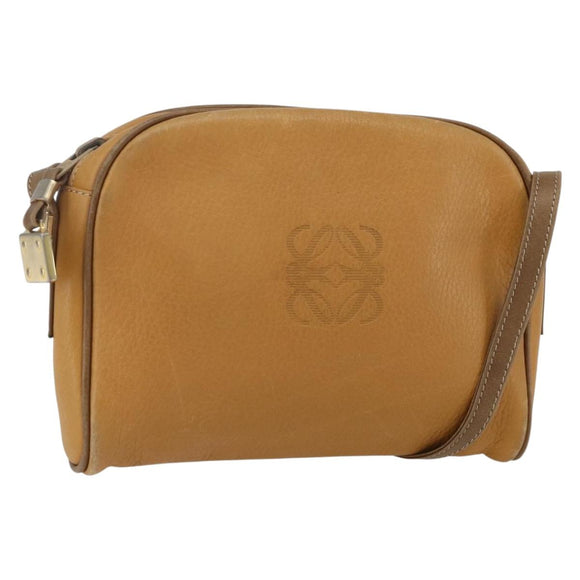 LOEWE Shoulder Bag Leather Beige Gold Auth 158415