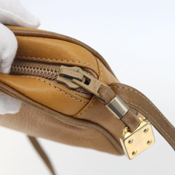 LOEWE Shoulder Bag Leather Beige Gold Auth 158415