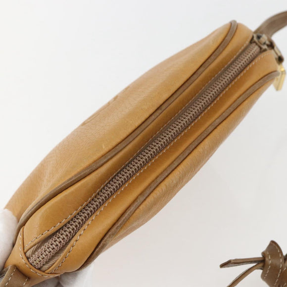 LOEWE Shoulder Bag Leather Beige Gold Auth 158415