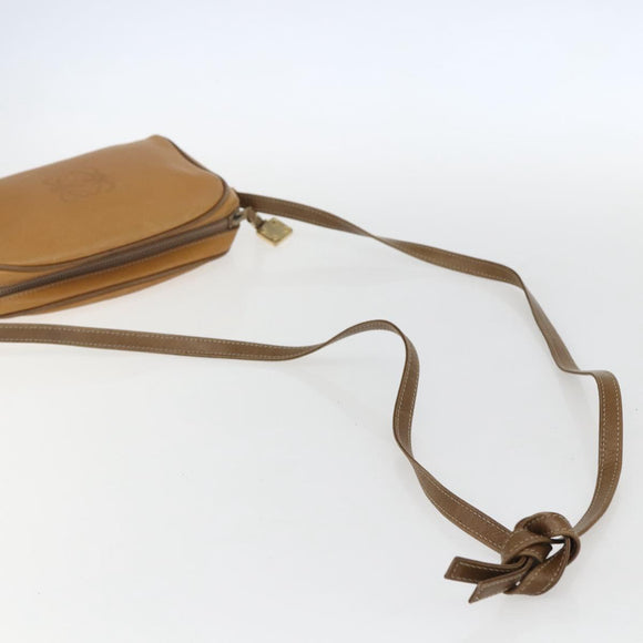 LOEWE Shoulder Bag Leather Beige Gold Auth 158415