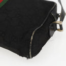 GUCCI GG Canvas Web Sherry Line Shoulder Bag Black Gold Auth 158418-15