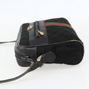 GUCCI GG Canvas Web Sherry Line Shoulder Bag Black Gold Auth 158418-3