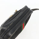 GUCCI GG Canvas Web Sherry Line Shoulder Bag Black Gold Auth 158418-6