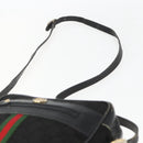 GUCCI GG Canvas Web Sherry Line Shoulder Bag Black Gold Auth 158418-8