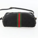 GUCCI GG Canvas Web Sherry Line Shoulder Bag Black Gold Auth 158418-5