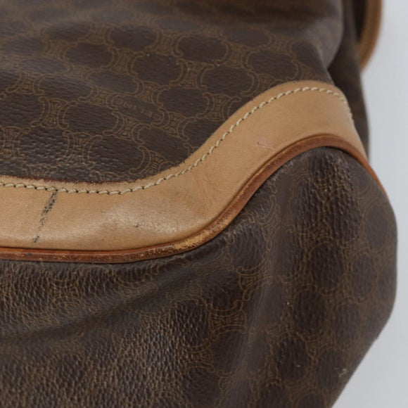 CELINE Macadam Canvas Hand Bag PVC Leather Brown Gold Auth 158419