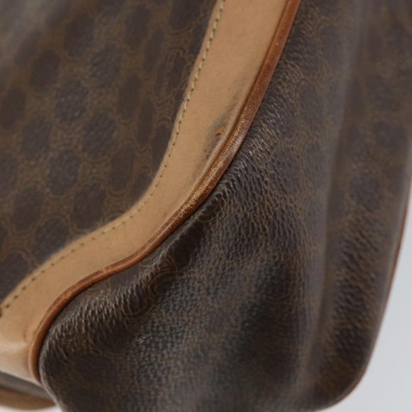 CELINE Macadam Canvas Hand Bag PVC Leather Brown Gold Auth 158419