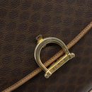 CELINE Macadam Canvas Hand Bag PVC Leather Brown Gold Auth 158419-14