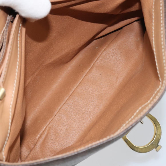 CELINE Macadam Canvas Hand Bag PVC Leather Brown Gold Auth 158419