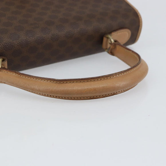 CELINE Macadam Canvas Hand Bag PVC Leather Brown Gold Auth 158419