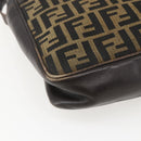 FENDI Zucca Canvas Shoulder Bag Black Brown Auth 158420-14
