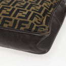 FENDI Zucca Canvas Shoulder Bag Black Brown Auth 158420-15