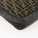 FENDI Zucca Canvas Shoulder Bag Black Brown Auth 158420-16