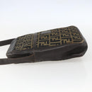 FENDI Zucca Canvas Shoulder Bag Black Brown Auth 158420-3