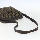 FENDI Zucca Canvas Shoulder Bag Black Brown Auth 158420-7