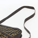 FENDI Zucca Canvas Shoulder Bag Black Brown Auth 158420-8