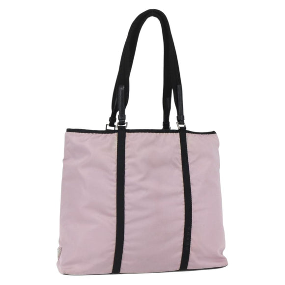 PRADA Tote Bag Nylon Pink Silver Auth 158422