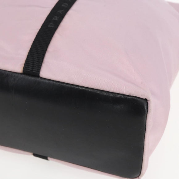 PRADA Tote Bag Nylon Pink Silver Auth 158422