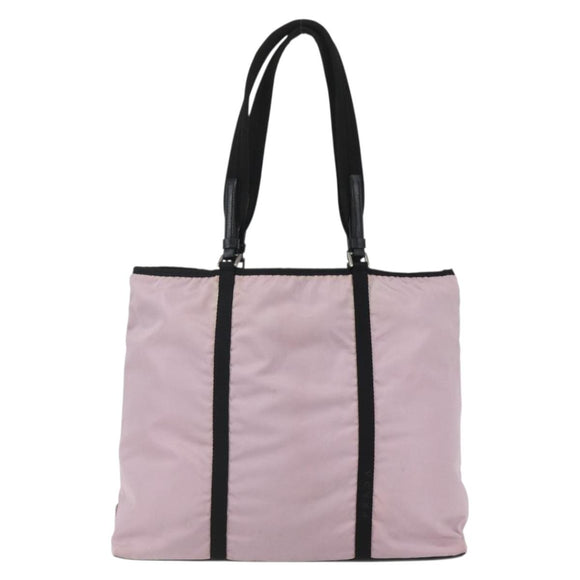 PRADA Tote Bag Nylon Pink Silver Auth 158422