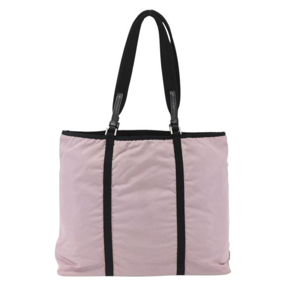 PRADA Tote Bag Nylon Pink Silver Auth 158422