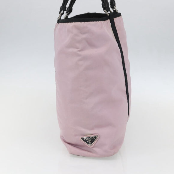 PRADA Tote Bag Nylon Pink Silver Auth 158422