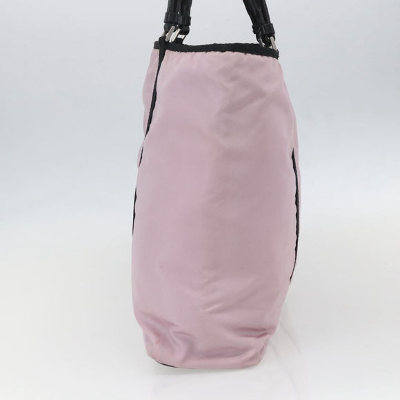 PRADA Tote Bag Nylon Pink Silver Auth 158422