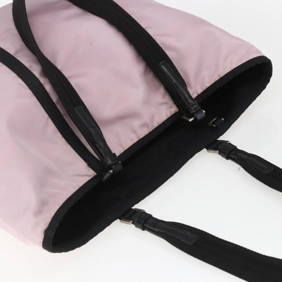 PRADA Tote Bag Nylon Pink Silver Auth 158422