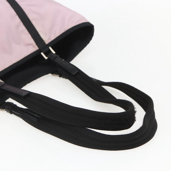 PRADA Tote Bag Nylon Pink Silver Auth 158422