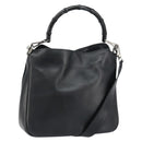 GUCCI Bamboo Shoulder Bag Leather 2way Black Gold 001 1638 2123 Auth 158423-1
